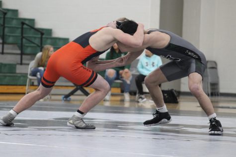 Senior Ethan Martin during the first period of his match