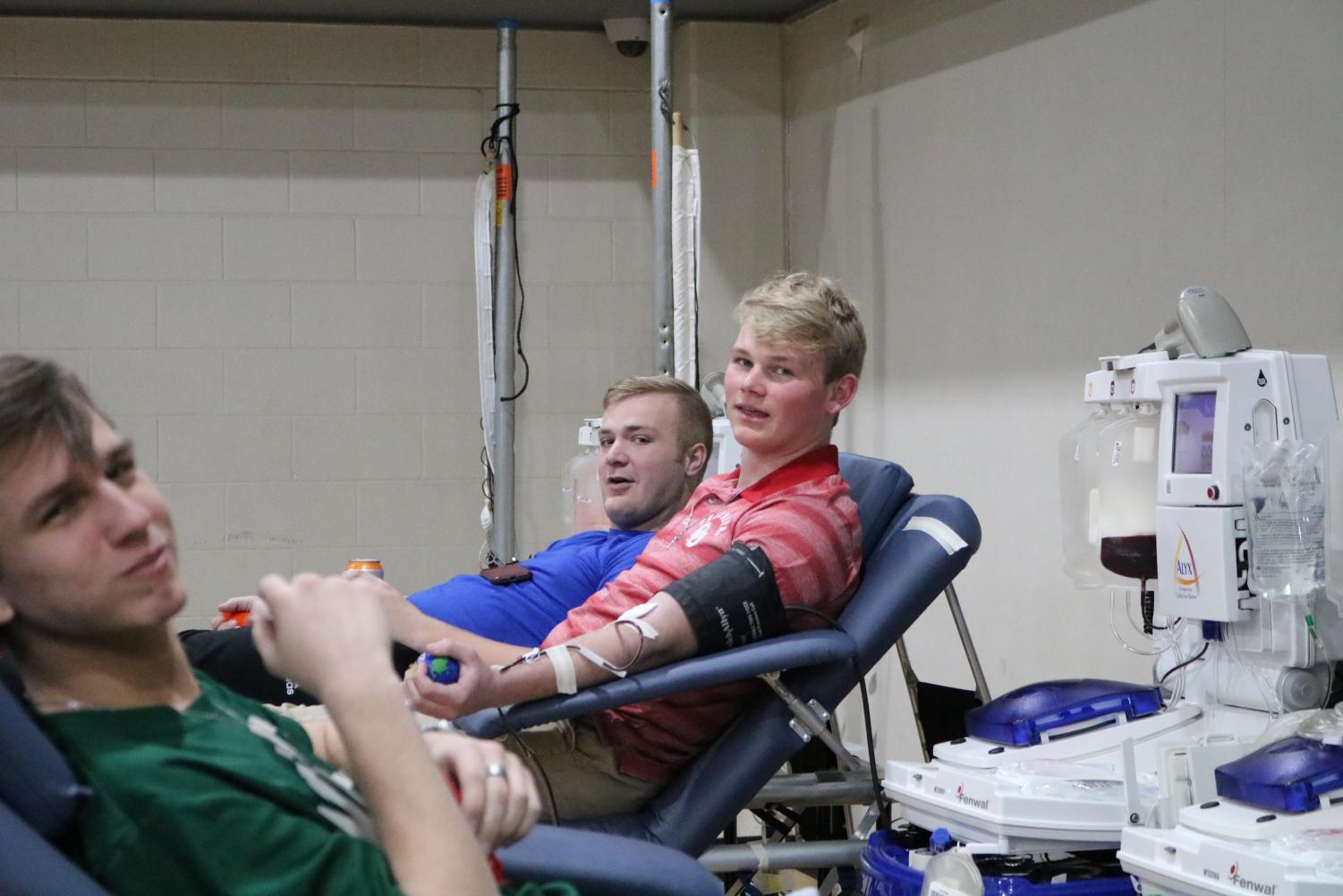 Students who gave blood pose for the photo.