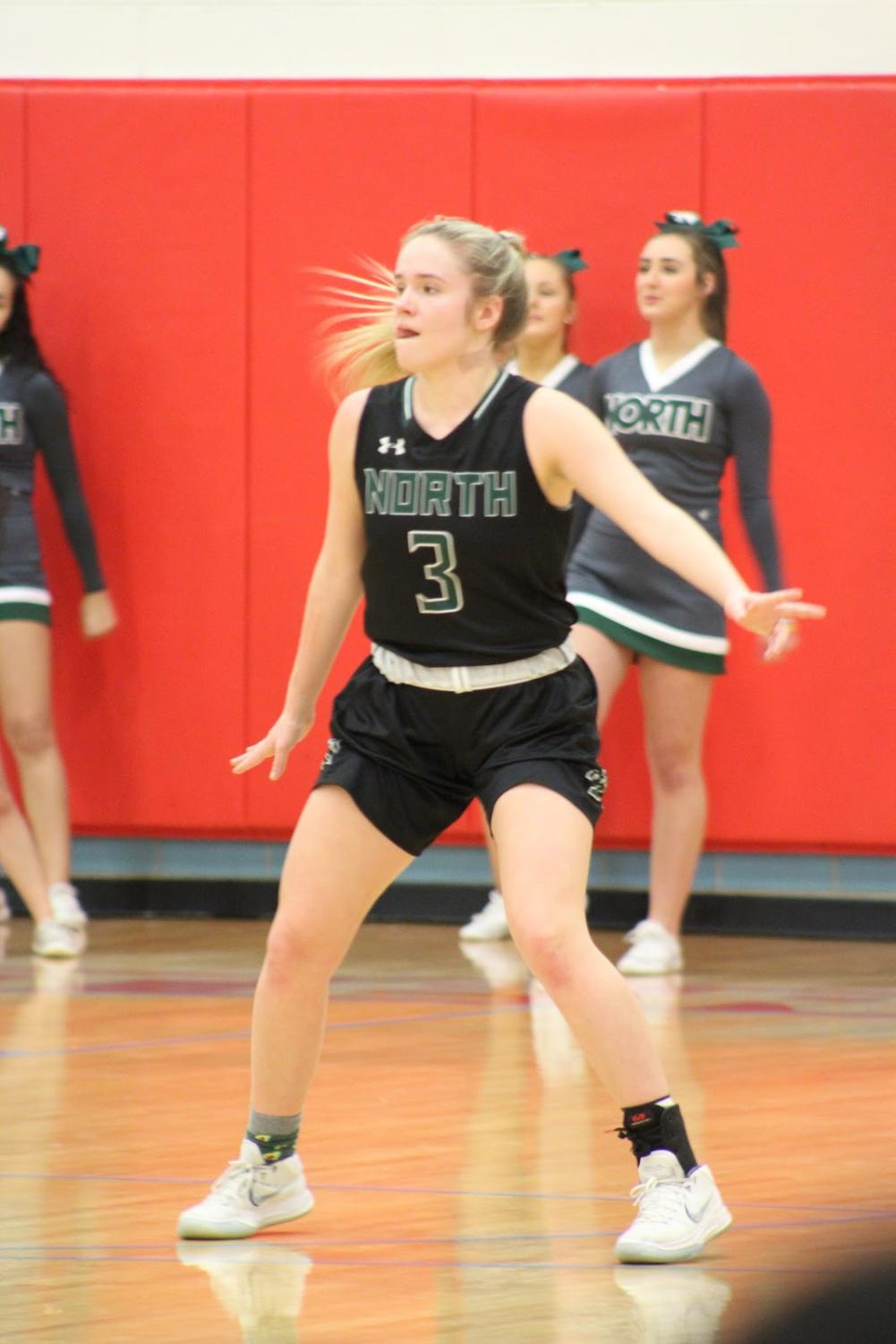 Kayton Kite playing defense in the second quarter.