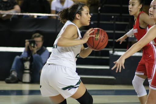 Jacie Evans looks to shoot the ball.