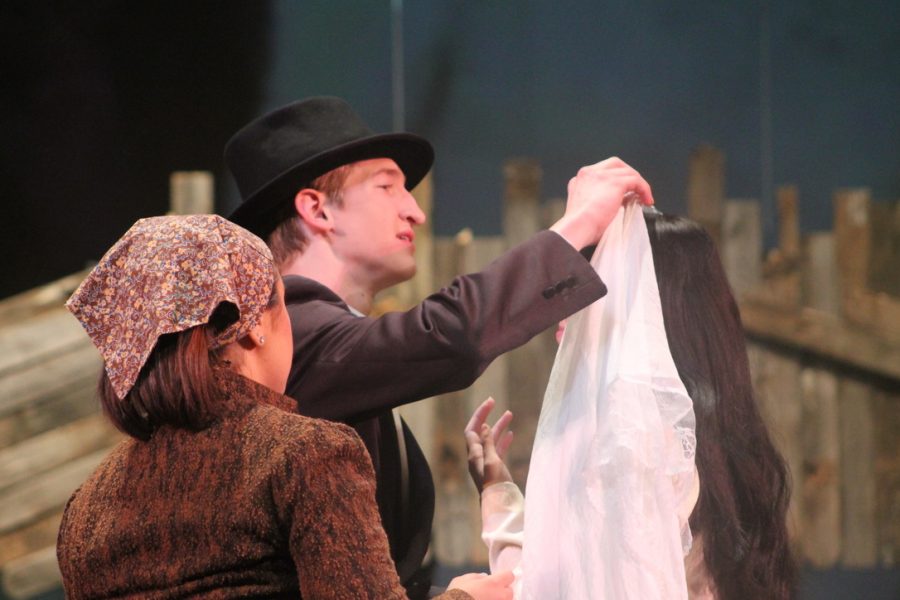 JC Byerly, Michael Buller and Gracie Farley in Fiddler on the Roof
