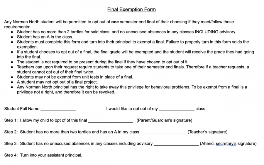 Final Exam Exemption Form 2020