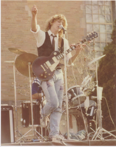 Mr. Sondag, age 19, playing with his band Near Myth at the IEU Celebration of the Arts Festival in 1982. 