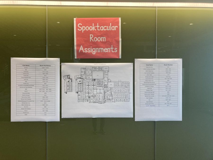 Picture of the Spooktacular room assignments and a map of the school. 