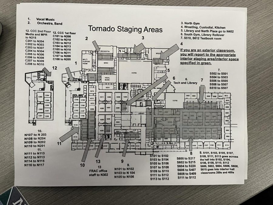 Photo of the Tornado Staging Areas map. 