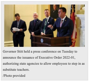 Photo of Gov. Stitt. issuing the executive order.