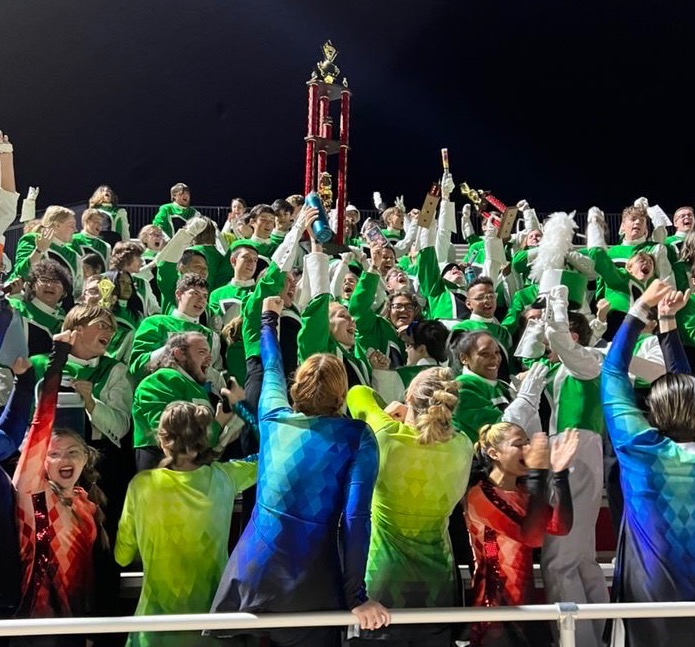 Norman North Band celebrates their 1st place victory at Elgin Marching Contest.