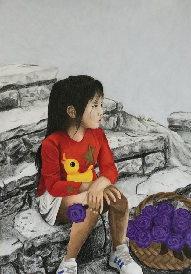 This piece by Lillian Dai won a regional award in the Scholastic Art Competition.
