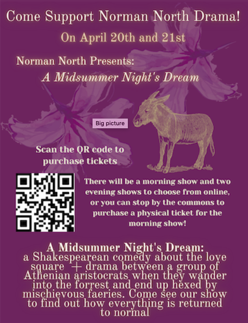 Flyer for a midsummer nights dream with QR code. 